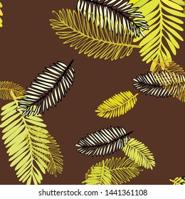 Tropical vector background for postcard, tree leaves, summer.