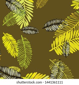 Tropical vector background for postcard, tree leaves, summer.