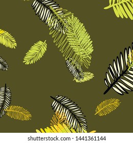 Tropical vector background for postcard, tree leaves, summer.