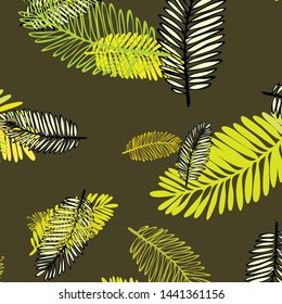 Tropical vector background for postcard, tree leaves, summer.