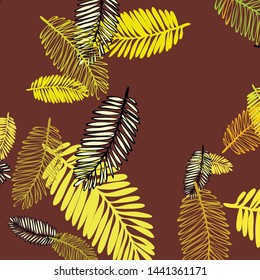 Tropical vector background for postcard, tree leaves, summer.