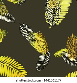 Tropical vector background for postcard, tree leaves, summer.