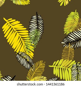 Tropical vector background for postcard, tree leaves, summer.