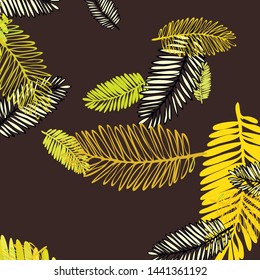 Tropical vector background for postcard, tree leaves, summer.