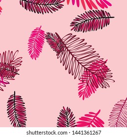 Tropical vector background for postcard, tree leaves, summer.