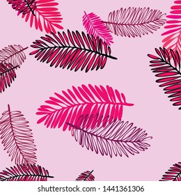 Tropical vector background for postcard, tree leaves, summer.