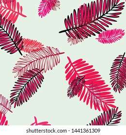Tropical vector background for postcard, tree leaves, summer.