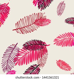 Tropical vector background for postcard, tree leaves, summer.
