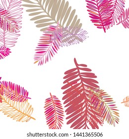 Tropical vector background for postcard, tree leaves, summer.
