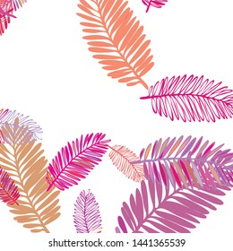 Tropical vector background for postcard, tree leaves, summer.
