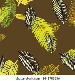 Tropical vector background for postcard, tree leaves, summer.