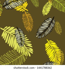 Tropical vector background for postcard, tree leaves, summer.