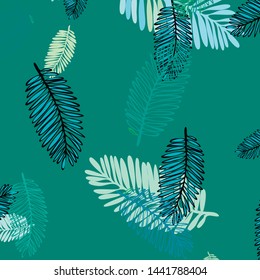 Tropical vector background for postcard, tree leaves, summer.