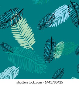 Tropical vector background for postcard, tree leaves, summer.