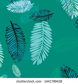 Tropical vector background for postcard, tree leaves, summer.