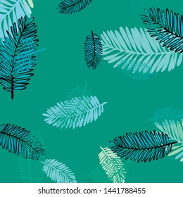 Tropical vector background for postcard, tree leaves, summer.