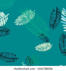 Tropical vector background for postcard, tree leaves, summer.