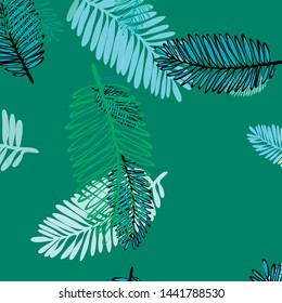 Tropical vector background for postcard, tree leaves, summer.