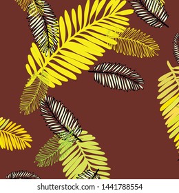 Tropical vector background for postcard, tree leaves, summer.