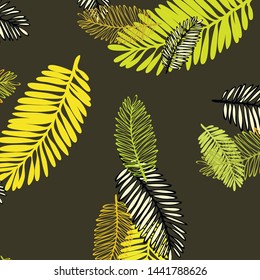 Tropical vector background for postcard, tree leaves, summer.