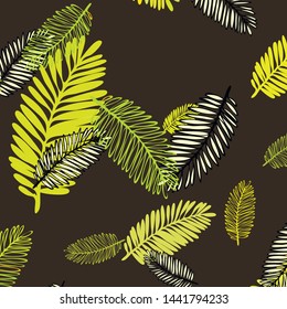 Tropical vector background for postcard, tree leaves, summer.