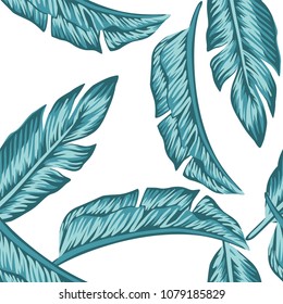 Tropical vector banana leaves seamless pattern. Exotic wallpaper