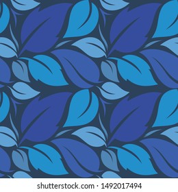 Tropical vector blue leaves. Beautiful Color Compotition. Fashion, interior, wrapping, packaging suitable. Jungle print, exotic tropics wallpaper, fresh design, printing and textiles.