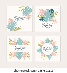 Tropical vector card. Tropical background