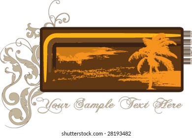 tropical vector card with maybe your text at the bottom and the side at the bar-code