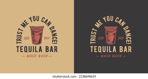 Tropical vector design with mexican tequila for alcohol pab. Tequila shot with lime