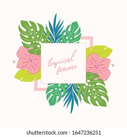 Tropical vector frame. Tropical background