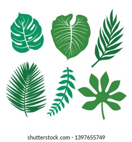 
Tropical vector green leaves pattern. Exotic wallpaper. Summer design.