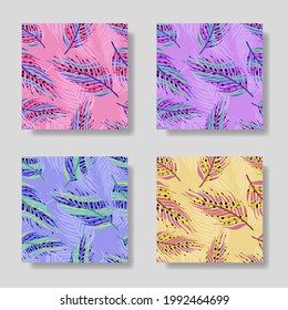 Tropical vector green leaves seamless pattern pink background. Exotic wallpaper. Seamless exotic pattern with palm leave. Tropical colorful palm leaves pattern, in Hawaiian style. Vector illustration