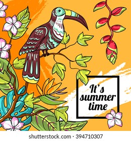 Tropical vector hand drawn illustration for your design