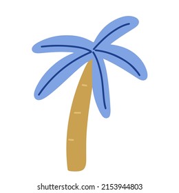 Tropical vector illustration palm tree on white background in flat style, icon for sticker, print, poster 