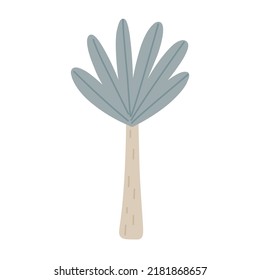 Ilustración vectorial tropical palmera sobre fondo blanco en estilo plano, icono para pegatinas, impresión, afiche