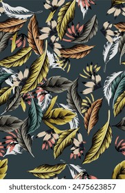 Tropical vector  leaves, seamless pattern, background, Exotic, wallpaper,leaves pattern,botanical.