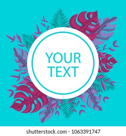 
Tropical vector on a blue background with your text.
