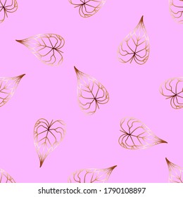 Tropical vector palm leaves seamless pattern pink background. Exotic wallpaper. Modern fashion print