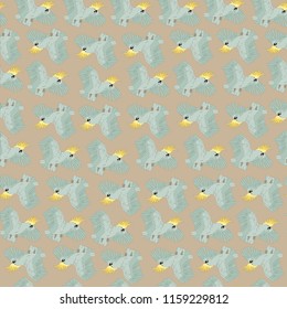 Tropical vector pattern with parrots. Summer background.