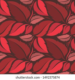 Tropical vector red leaves. Beautiful Color Compotition. Seamless pattern. Fashion, interior, wrapping, packaging suitable. Jungle print, exotic tropics wallpaper, fresh design, printing, textiles.