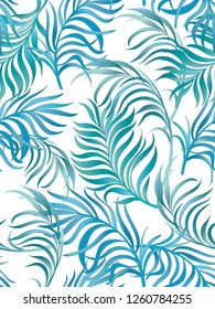 	
Tropical vector seamless background. Jungle pattern with  monstera and palm leaves. Stock vector.