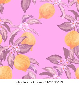 Tropical vector seamless background. Jungle pattern with exotic flowers, and palm leaves. Stock vector. Jungle vector vintage wallpaper