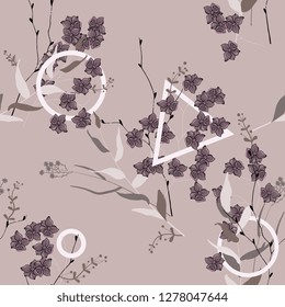 Tropical vector seamless flower and leaves pattern. Exotic background. Wallpaper. Blooming realistic isolated jungle plants, palm. Hand drawn bright illustration.