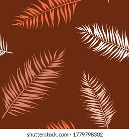 Tropical vector seamless pattern. Exotic plant drawing. Scandinavian style backdrop. Stylized palm leaves. Botanical wrapping paper, textile, background design