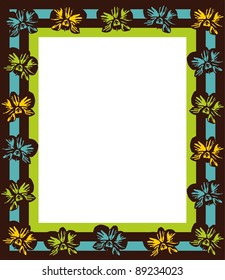 Tropical vertical orchid frame, vector, Illustration/Orchid Frame