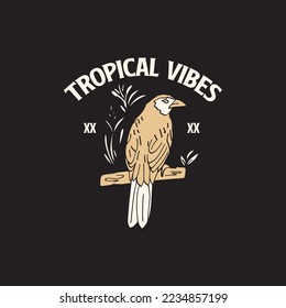 tropical vibe bird illustration vintage artwork design