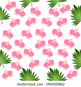 Tropical vibe seamless pattern flower and leaf vector illustrator