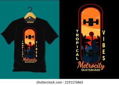 Tropical Vibes Metro City Retro Vintage T Shirt Design