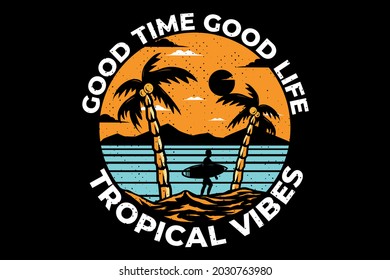 tropical vibes nature retro vintage illustration